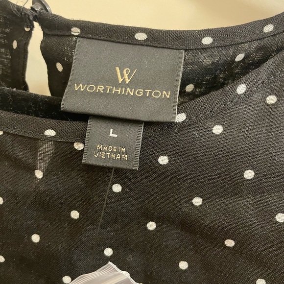 Black with white polka dots blouse - Size L - Picture 2 of 3